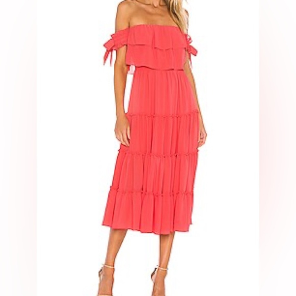 Misa X REVOLVE Micaela Midi Dress Coral Sz M